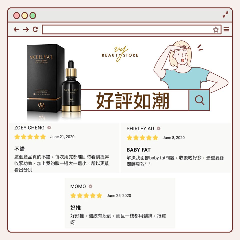 【#好评如潮!😍】今天带大家看看CM LESS MODEL FACE多效瘦面紧緻精华的真实好评!
