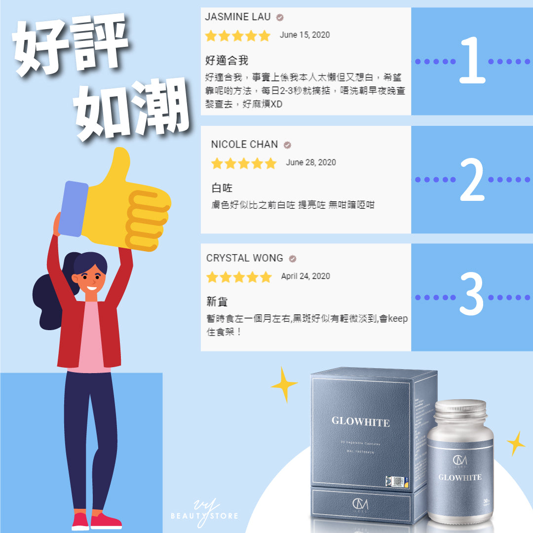 【#好评如潮!😍】今天带大家看看CM LESS #GLOWHITE #淨白淡斑丸 的真实好评!